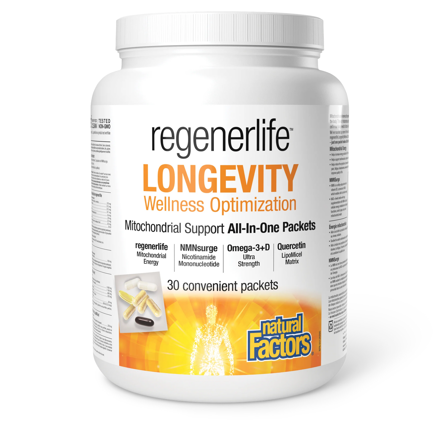 Natural Factors regenerlife Longevity Wellness Optimization mitochondrial support packets 30 count