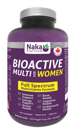 Naka Platinum BioActive Multi for Women – Full Spectrum Multivitamin Formula – 120 Veggie Caps Bonus Size
