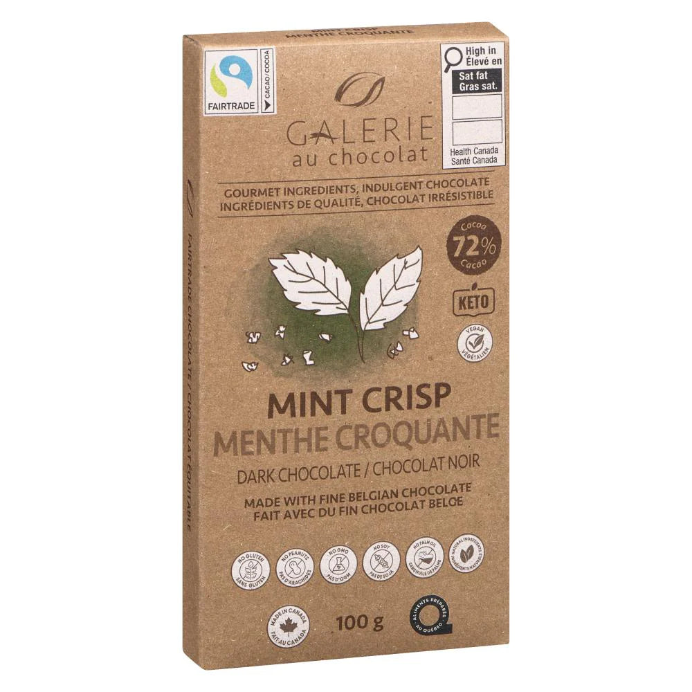 Galerie au Chocolat Mint Crisp 72 percent cocoa dark chocolate bar 100g