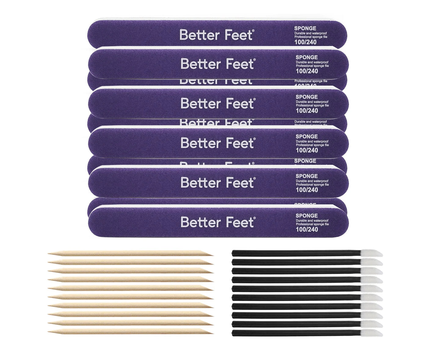 Better Feet professional purple sponge nail files 100/240 grit with manicure accessories