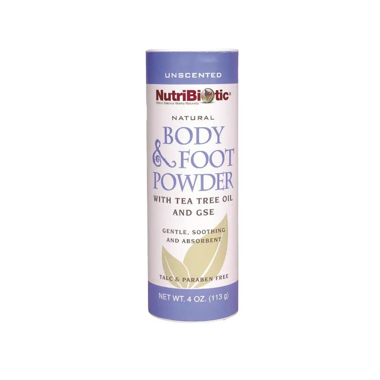 NutriBiotic Natural Body and Foot Powder with Tea Tree Oil and GSE unscented 113 g