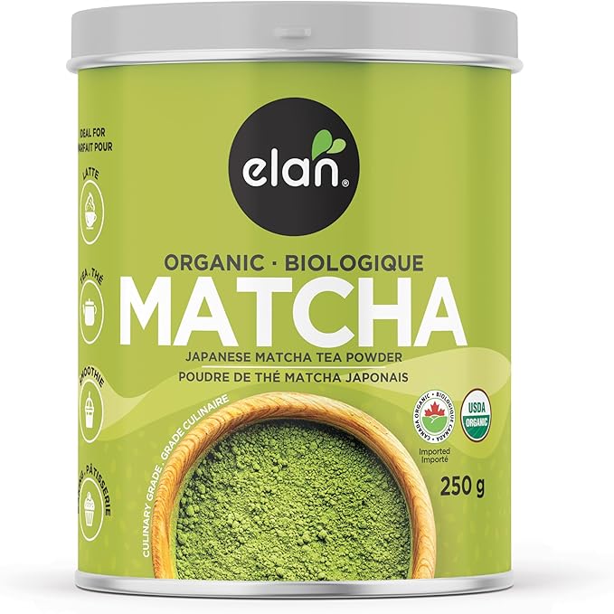 Elan organic matcha powder 250 g Japanese green tea powder container