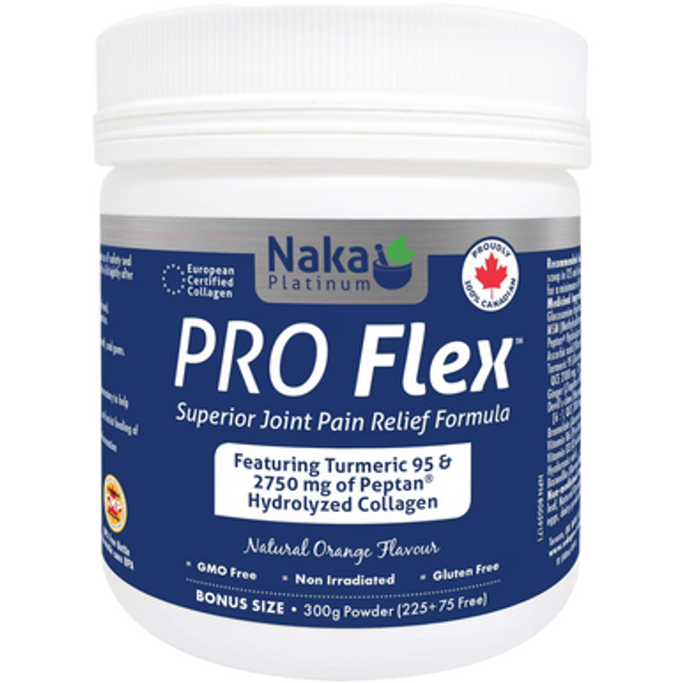 Naka Pro Flex Powder joint support supplement in white container for mobility and pain relief
