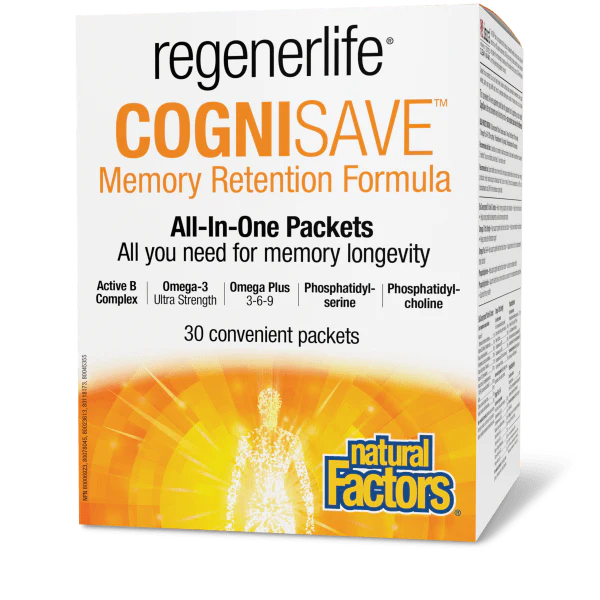 Natural Factors Regenerlife CogniSAVE Memory Retention Formula 30 packets box for brain health and memory support