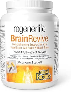Natural Factors RegenerLife BrainRevive 30 packets container for brain, gut, and heart health support