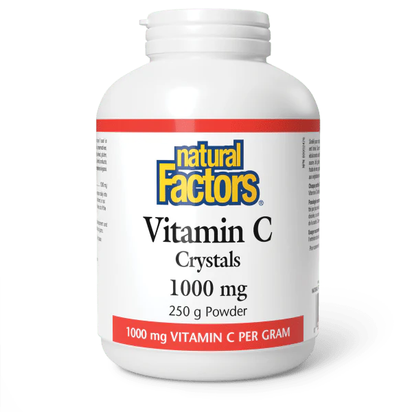 Natural Factors Vitamin C Crystals 1000 mg powder 250 g container for immune and antioxidant support