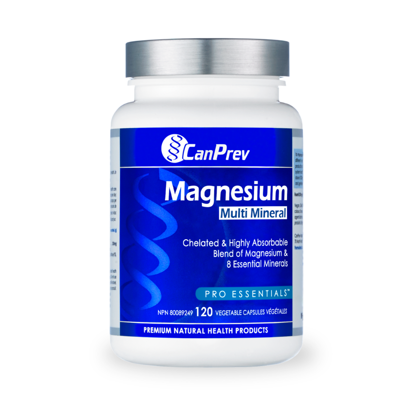 CanPrev Magnesium Multi Mineral supplement bottle on a white background