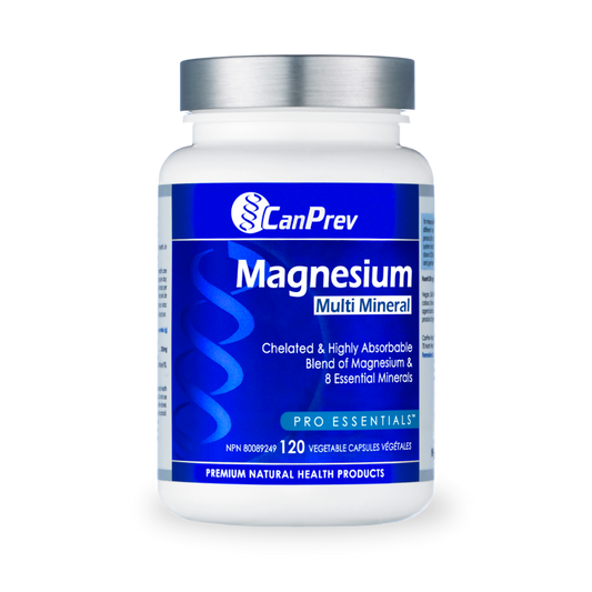 CanPrev Magnesium Multi Mineral supplement bottle on a white background