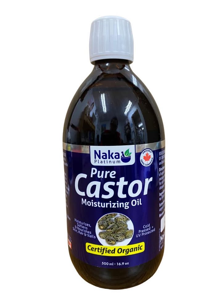Naka Platinum Pure Certified ORGANIC Cold Pressed CASTOR Oil - Moisturizes, Softens and Nourishes Skin, Hair and Nails - 500 ml