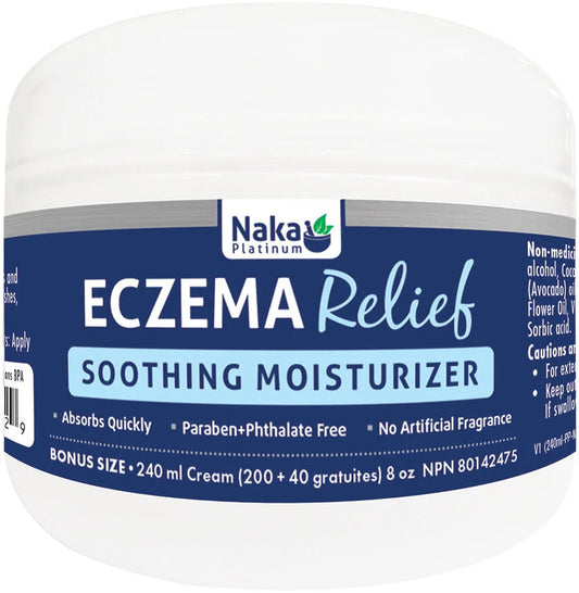 Naka Platinum Eczema Relief Soothing Moisturizer – 240 mL Bottle for Dry, Itchy, and Irritated Skin
