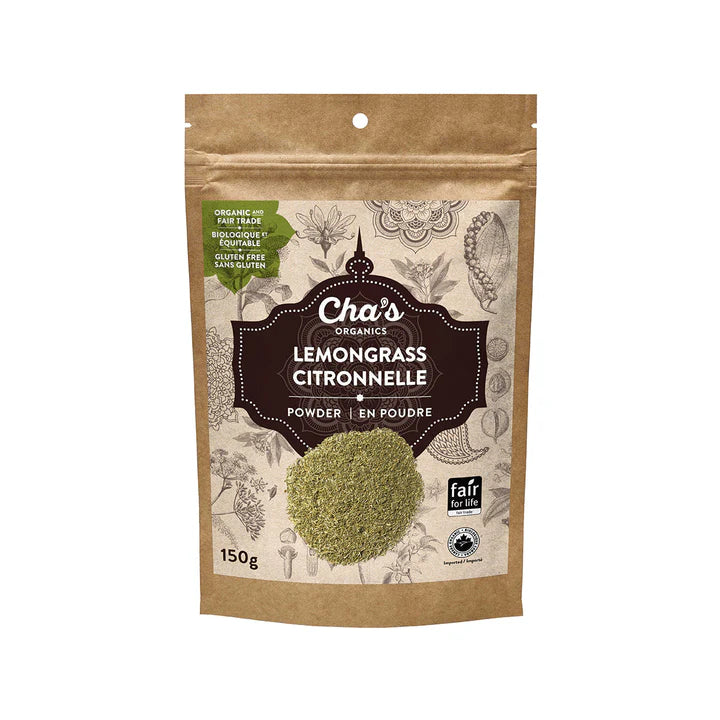 Cha’s Organics Lemongrass Powder 150 g organic finely ground lemongrass in resealable pouch