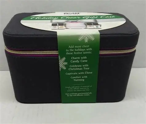 NOW Solutions Holiday Cheer Gift Case with mini diffuser and four essential oils