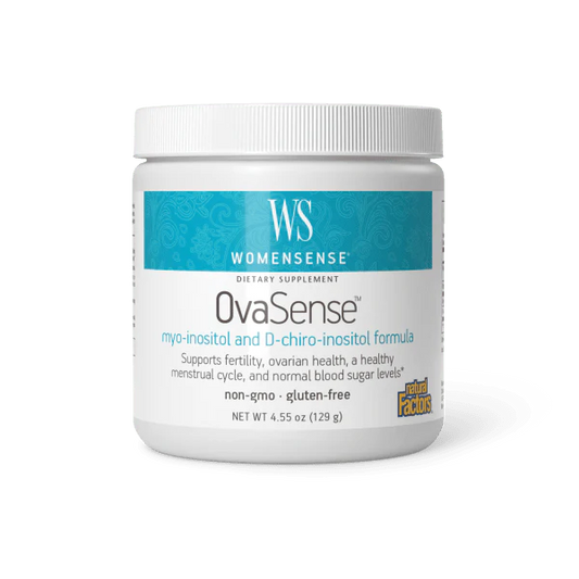 OvaSense dietary supplement container with WS Women'sense branding on a white background