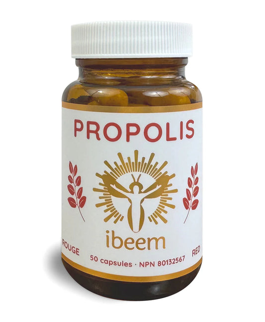 iBeeM red propolis capsules bottle with 50 capsules for natural immune support
