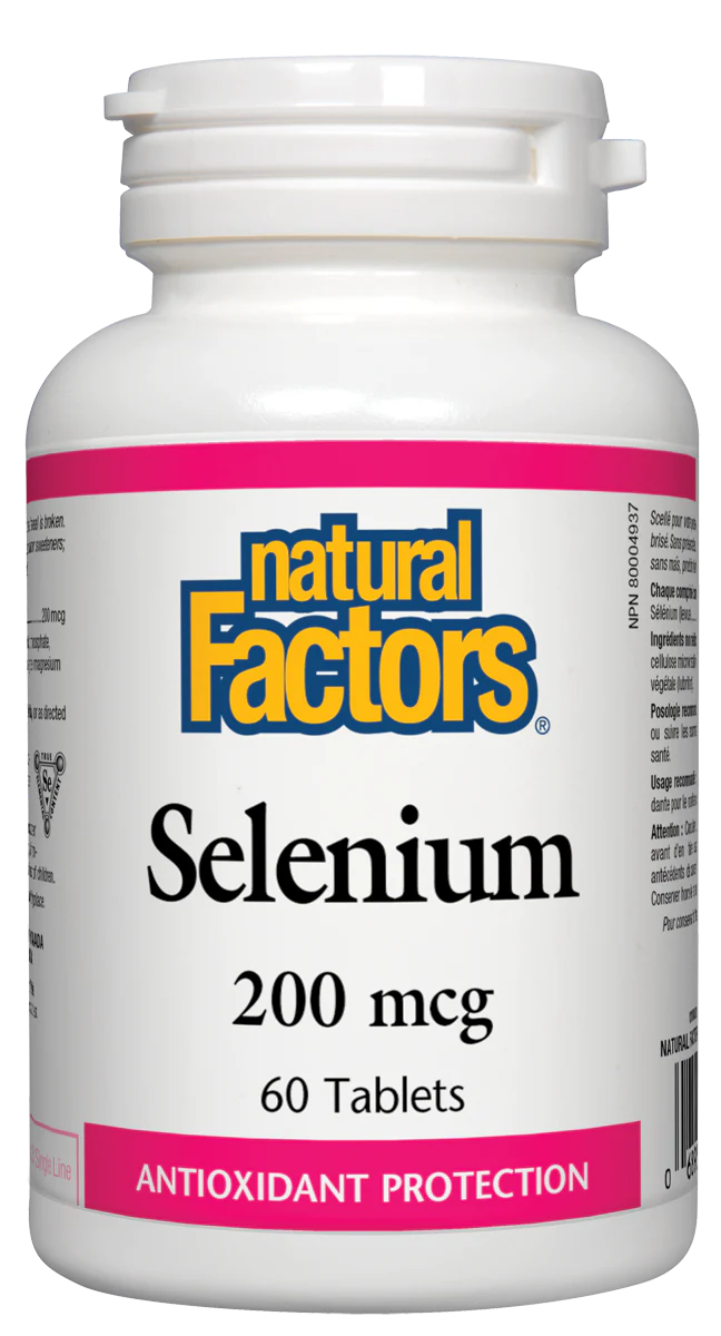 Natural Factors Selenium 200 mcg 60 tablets bottle for antioxidant support and immune health