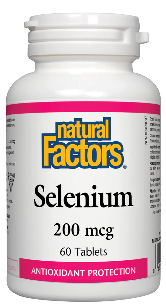 Natural Factors Selenium 200 mcg 60 tablets bottle for antioxidant support and immune health