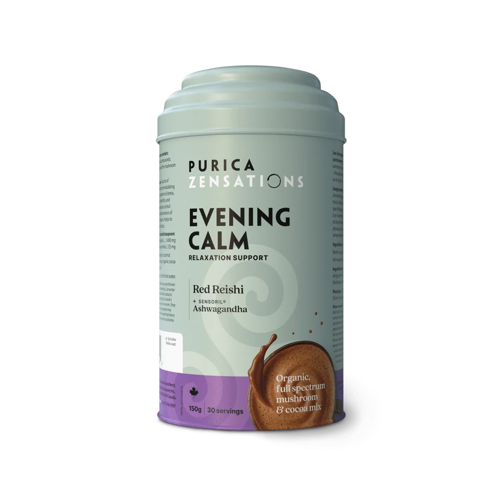 PURICA Zensations Evening Calm Red Reishi and Sensoril Ashwagandha mushroom cocoa mix 150 g