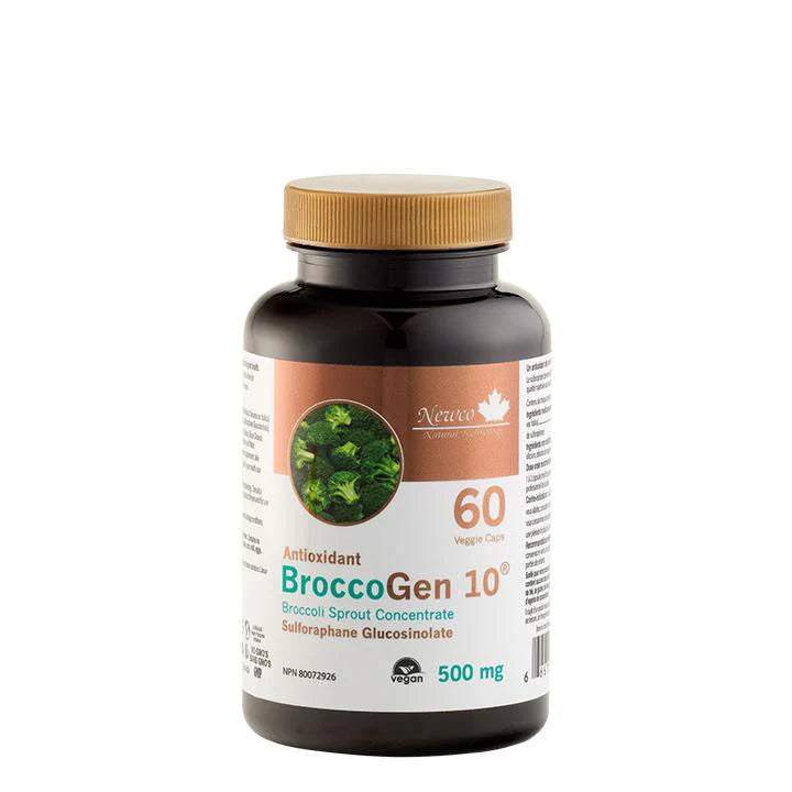 Newco BroccoGen 10 60 veggie capsules bottle for antioxidant and cellular detox support