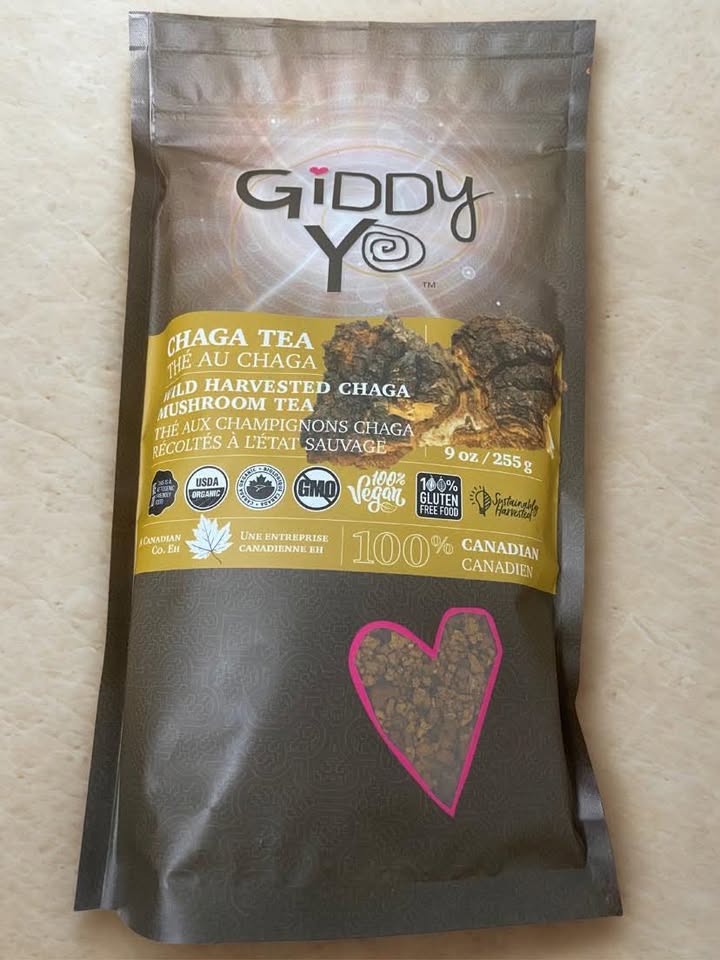Giddy Yo Wild Harvested Chaga Mushroom Tea 100% Canadian organic 255 g package