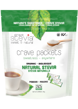 Crave Stevia organic natural sweetener packets with stevia and inulin 35 single serve packets