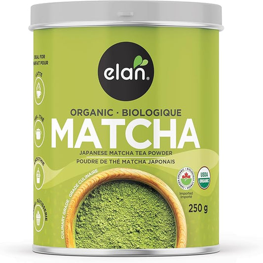 Elan organic matcha powder 250 g Japanese green tea powder container