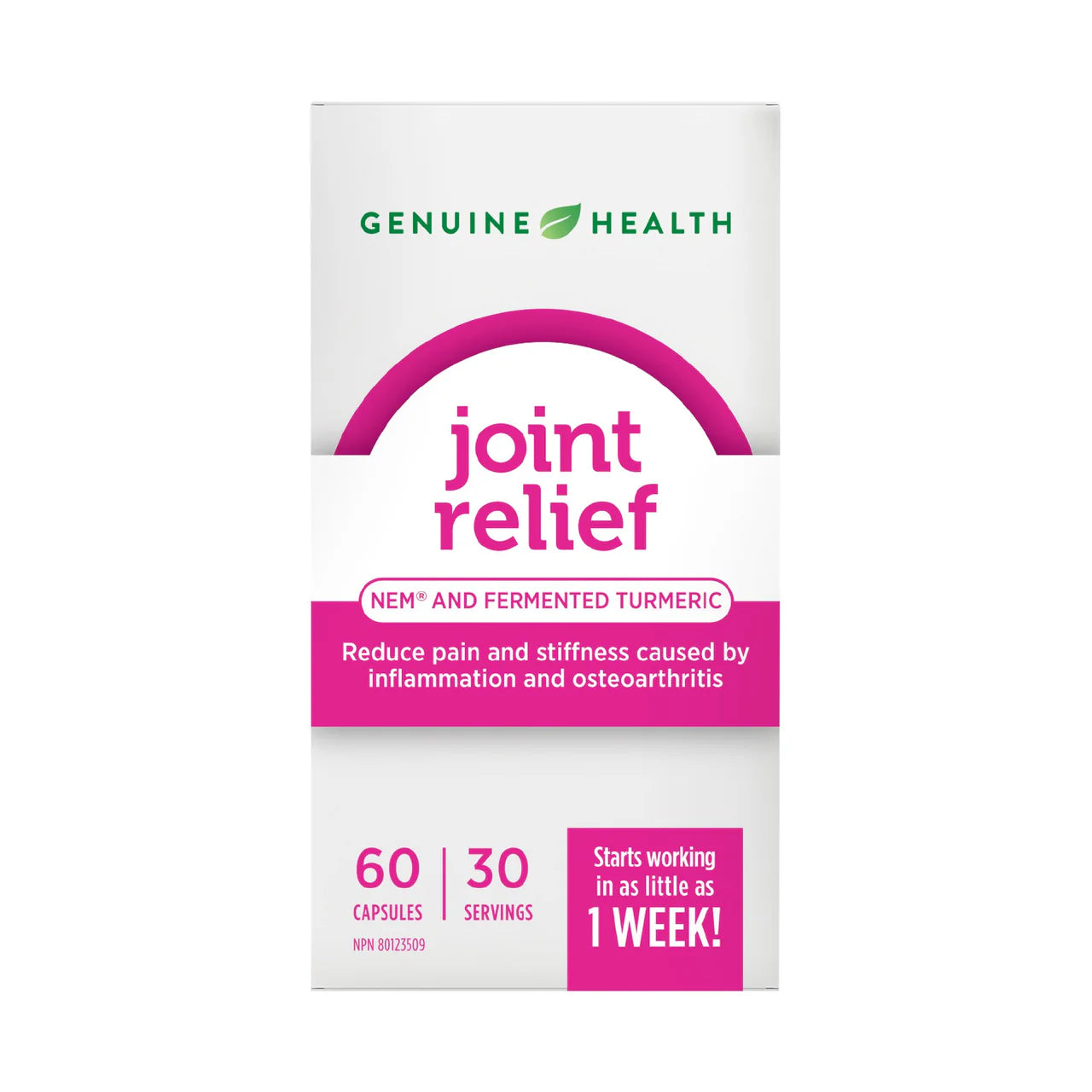 Genuine Health Joint Relief 60 capsules with NEM eggshell membrane and fermented turmeric for joint pain and stiffness support