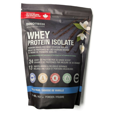 Innotech Whey Protein Isolate Vanilla Bean grass-fed protein powder 400g pouch