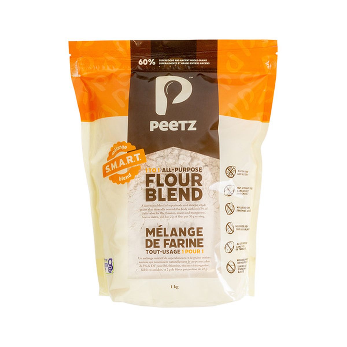 Peetz S.M.A.R.T. 1 to 1 all purpose low starch gluten free flour blend 1 kg