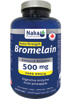 Extra Strength Bromelain 500mg 150 vegetable capsules bottle for digestion and inflammation support