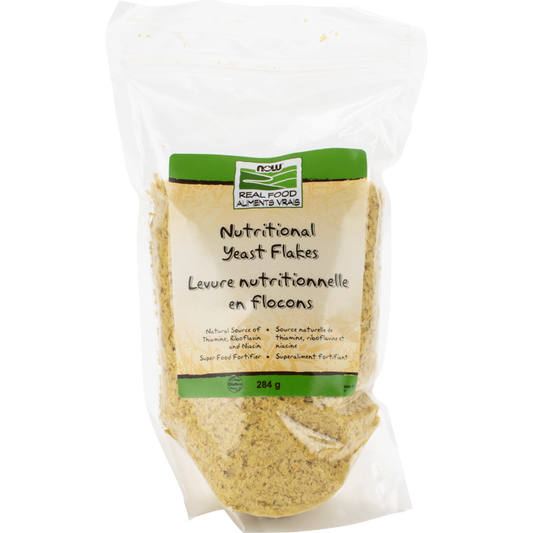 NOW nutritional yeast flakes 284 g bag plant based B vitamin rich food