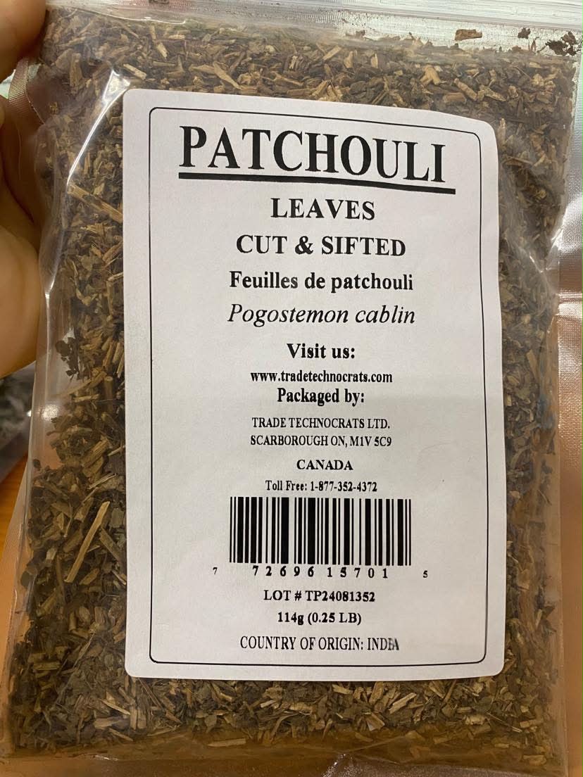 Cut and sifted patchouli leaves Pogostemon cablin 114 g dried botanical from India