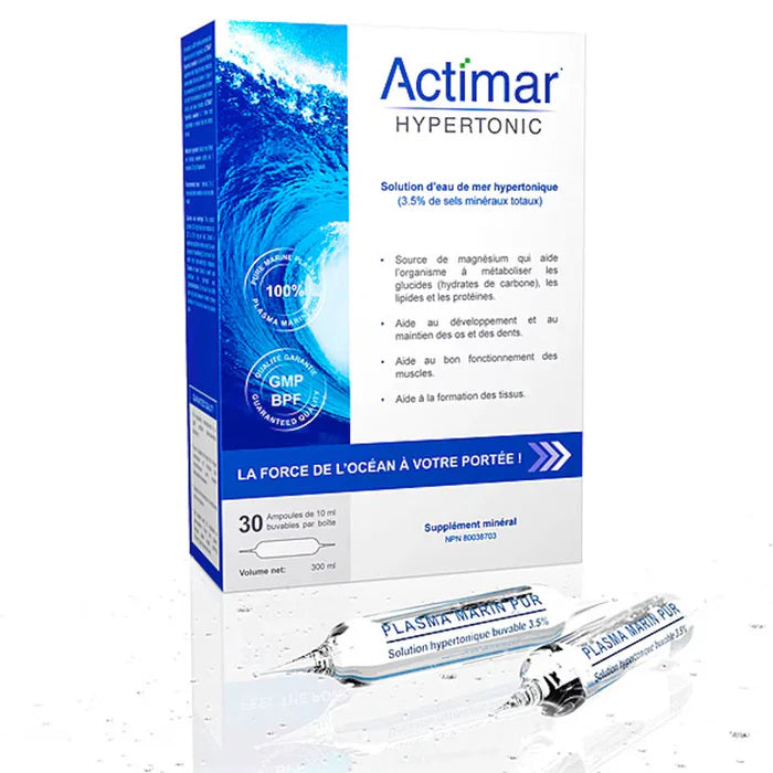 Actimar Hypertonic Marine Plasma marine mineral supplement with 30 drinkable ampoules
