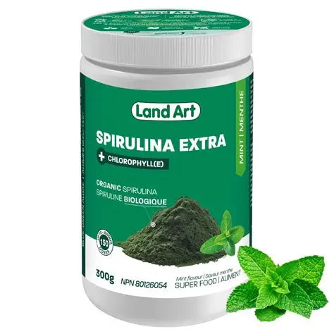 Land Art Spirulina Extra with chlorophyll organic spirulina mint flavour superfood powder 300 g