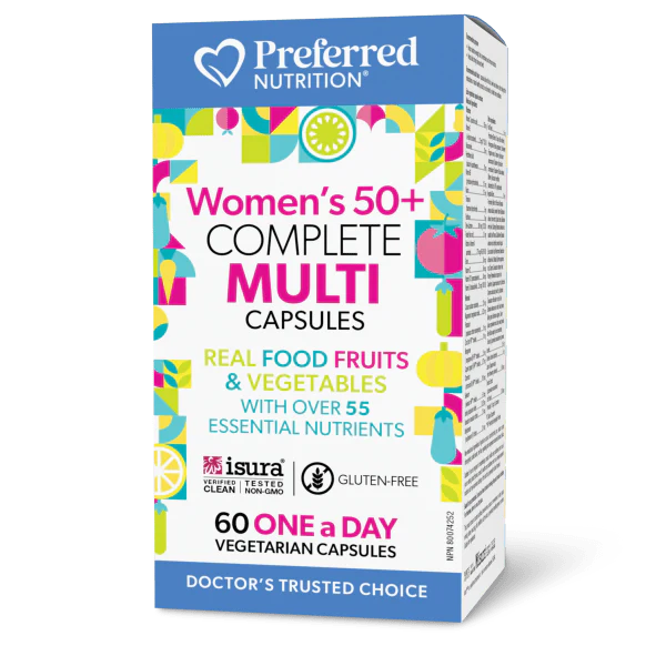Preferred Nutrition Complete Multi 60 vegetarian capsules for daily nutrition with real food fruits and vegetables